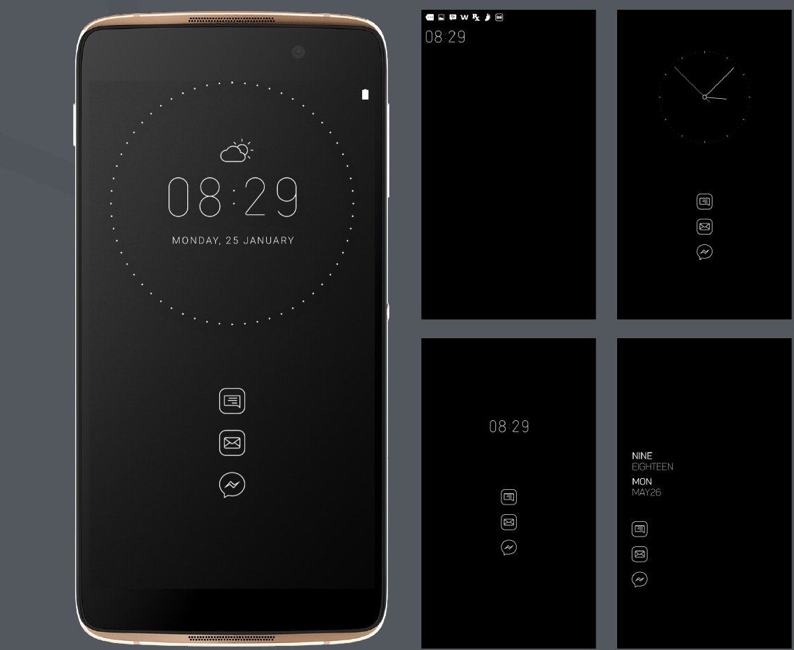 Always-on display artwork from the original Alcatel UI guidelines