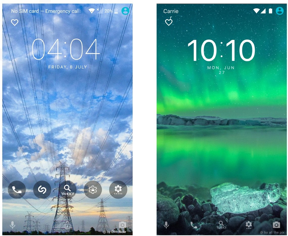 Lock-screen directions artwork from the original Alcatel UI guidelines