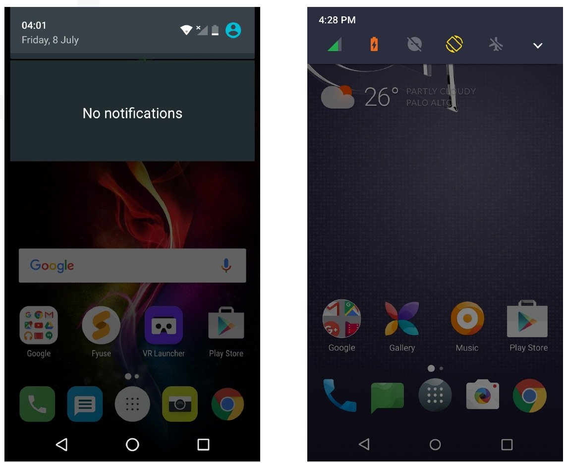 Quick settings artwork from the original Alcatel UI guidelines