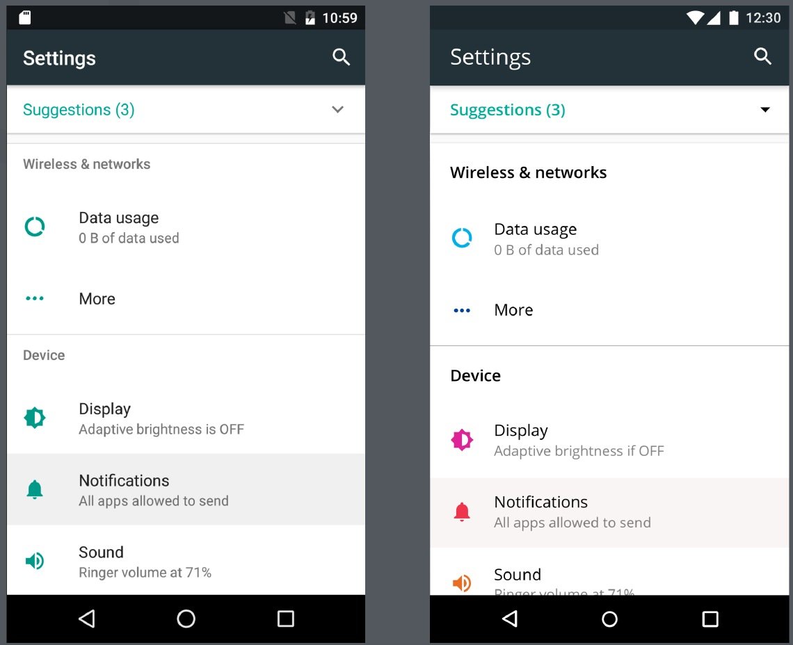 System settings artwork from the original Alcatel UI guidelines