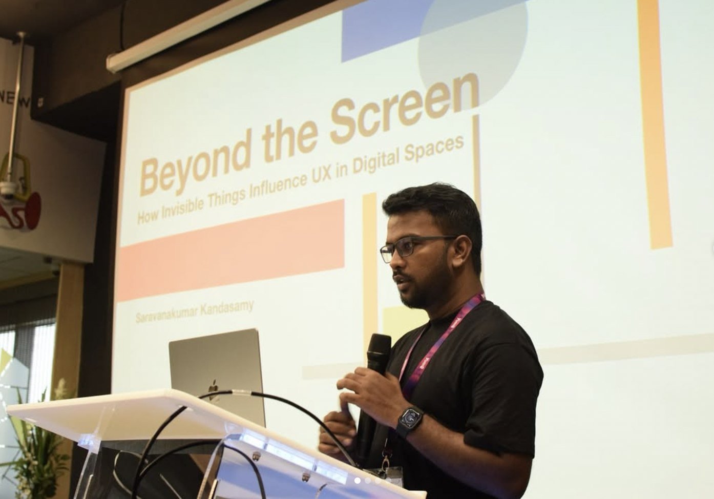 Saravana speaking at the Friends of Figma Chennai Config watch party