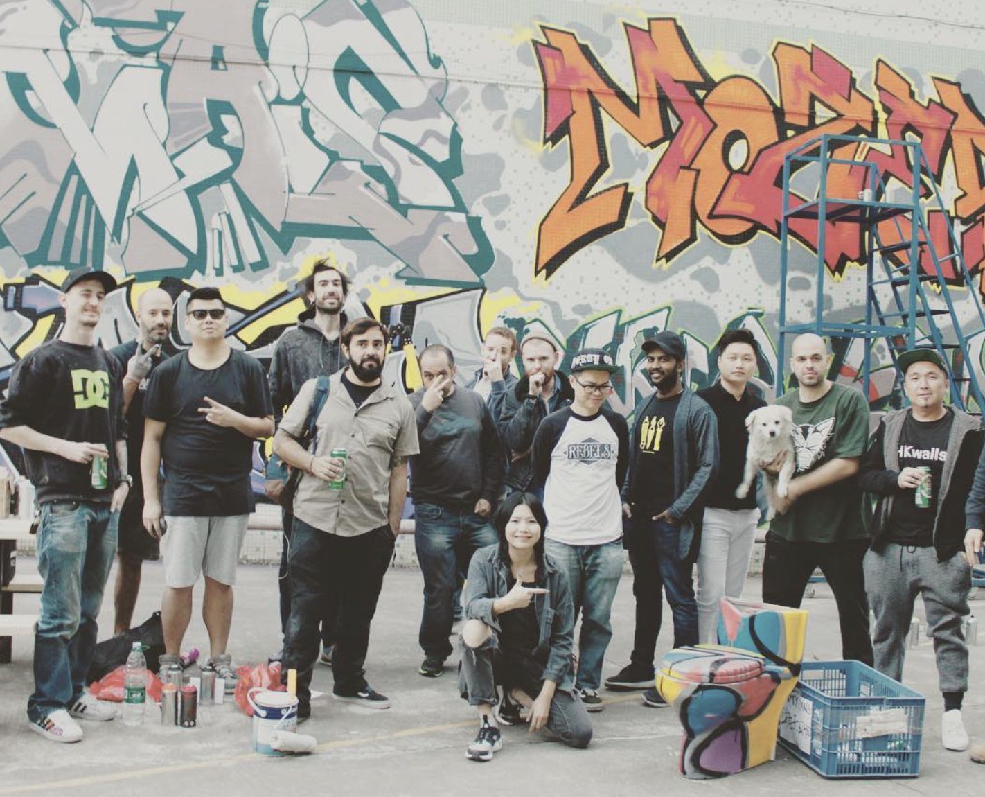 The Shenzhen and Hong Kong graffiti artist community gathered beside a mural