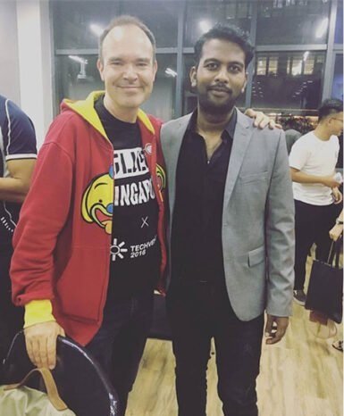 Saravana with Peter Vesterbacka at an event in China